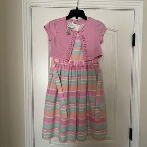 Bonnie Jean Pink and Pastel Striped Dress
